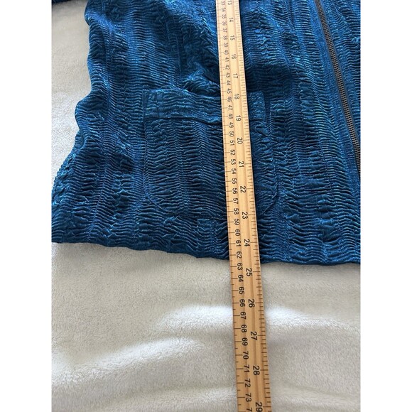 Chicos Womens Jacket Size 3 Shimmer Teal Textured Retro Elegant Dressy Casual - Picture 7 of 12